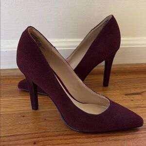 Nine West Purple Textured Leather Heel Pump Shoe Women's 5